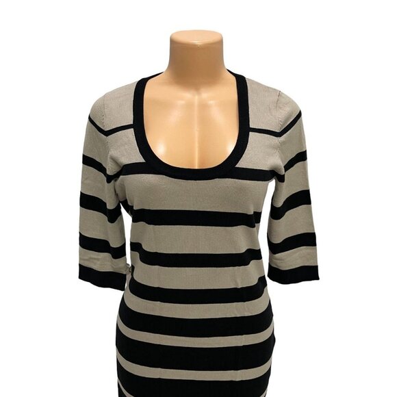 Calvin Klein Women’s Tan and Black Striped Half Sleeve Knit Mini Dress, Size M - Picture 2 of 15